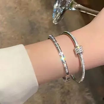 Звездное небо, тонкий браслет из циркония, женский легкий роскошный высококачественный универсальный браслет из титановой стали, не выцветает, ювелирные изделия