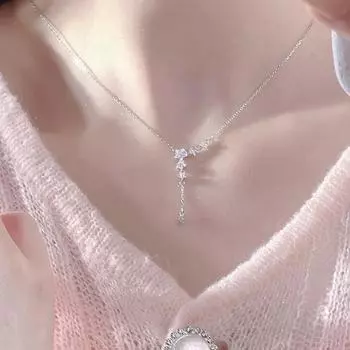 Звездное ожерелье, легкая роскошная нишевая конструкция, инкрустированная цирконием, пентаграмма, ключичная цепочка Ins Cold Wind, аксессуары из нержавеющей стали