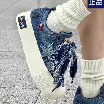 Звездные джинсовые синие парусиновые туфли женские 2025 года лето и осень новый нишевый дизайн корейская версия повседневной спортивной обуви 35 синий