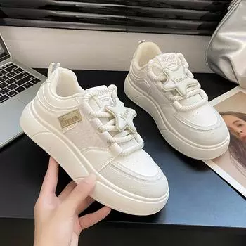 Звездные маленькие белые туфли женские осенние женские студенческие туфли на платформе спортивные туфли для сноуборда повседневная обувь 35 грязно-белый