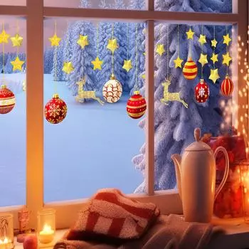 Звездный лось рождественский праздничный оконный стикер двусторонняя печать визуальный оконный стеклянный декоративный стикер