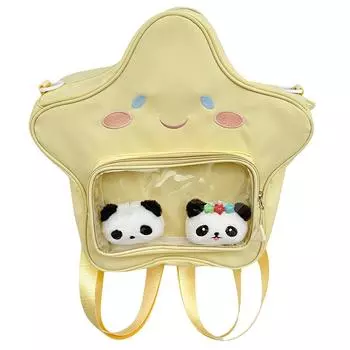 Звездный рюкзак для женщин на молнии школьный нейлоновый ранец с прозрачным карманом сумка через плечо рюкзак для путешествий и отпуска чёрный