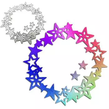 Звездный венок с тиснением цветочного дизайна, стиль, трафарет для резки металла для DIY, скрапбукинг, альбом, фототиснение, бумажная карта, ремесленный декор серебряный