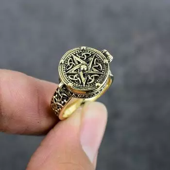 Звездный взгляд, латунное ювелирное изделие ручной работы, ядовитое кольцо, размер 7 m3u83