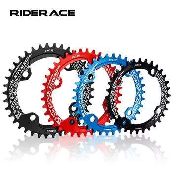 Звездочка для велосипедного шатуна RIDERACE 104BCD, круглая, узкая, широкая, 32T/34T/36T/38T, шатуны для горного велосипеда, звездочка, однопластинчатая