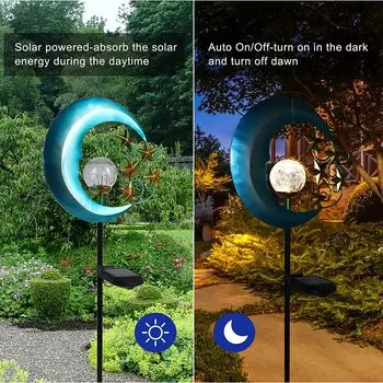 Звезды Blue Moon Solar Lighs Уличные солнечные ландшафтные светильники на солнечных батареях Рамадан Украшение Стеклянный шар Светодиодное водонепроницаемое садовое освещение