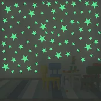 Звезды для спальни светящиеся в темноте флуоресцентные украшения дома 100 шт. 3D звезды DIY наклейки на стену уникальные розовый