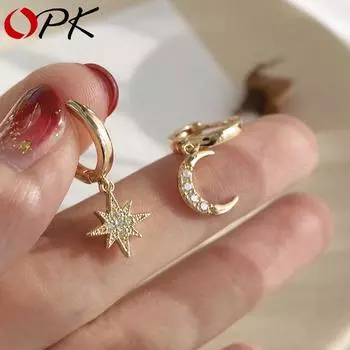 Звезды и Луна OPK Женские свадебные украшения Роскошные серьги для женщин Серьги-подвески