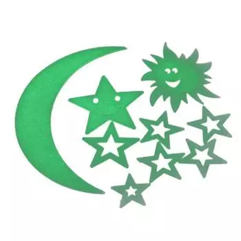 Звезды Луна Солнце светятся в темноте светящиеся наклейки на стену дома наклейка One Size зелёный