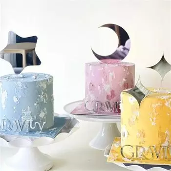 Звезды новолуния С Днем Рождения Торт Топпер Золотой Свадебный Торт Топпер Для Детей День Рождения Украшения Торта Baby Shower One Size