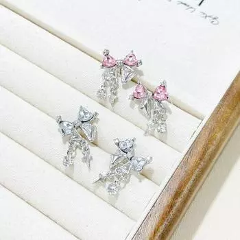 Звезды сияют! Серьги-гвоздики с бантом из циркония для женщин, серьги принцессы в бегах, серьги премиум-класса, серьги Ins Temperament