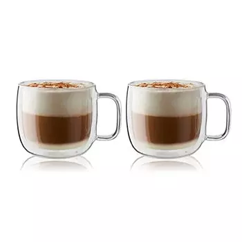 Zwilling 39500-113 Double Wall Glass Cappuccino 15.2 fl oz (450 ml), Set of 2, Tumbler, Insulated, Cold and Heat Retention, Double Wall Construction,