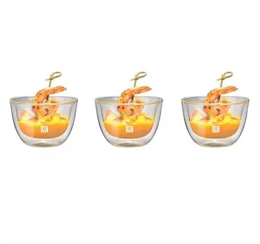 ZWILLING Двойные стенки стеклянная миска для тапас 133 мл 3 шт. Холодный нагрев Двойная структура Безопасно для микроволновой печи Японский Sorrent Sorrento Set Изоляция, Изоляция, чистый