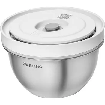 ZWILLING Fresh Save Vacuum Storage Stainless Small Bowl with Airtight Vacuum Storage Container Japanese Fresh Save & Bowl, Small, 12cm, Steel, Lid,