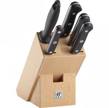 ZWILLING Gourmet 6 эл. черные кухонные ножи из нержавеющей стали в блоке с точилкой