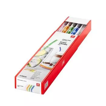 ZWILLING Стеклянные соломенные цветные гнутые 4 шт. Стеклянные прозрачные гнутые экологически чистые многоразовые многоразовые термостойкие японские сорренты Sorento Set [Авторизованный продукт]
