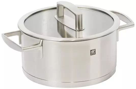ZWILLING Stew Pot 20cm Stainless steel pot bottom structure IH compatible Dishwasher safe Japanese Vitality 3L two-handed 3-layer [Authorized серебряный