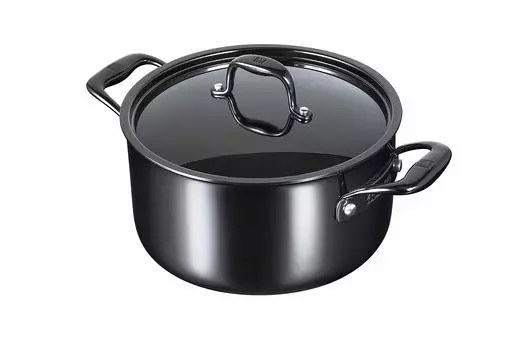 Zwilling Кастрюля 24 см Черная Кастрюля с двумя ручками Глубокая Нержавеющая сталь с крышкой Совместимая с индукцией Гарантия 10 лет Японское покрытие Nero 6.2 л [Авторизовано] чёрный
