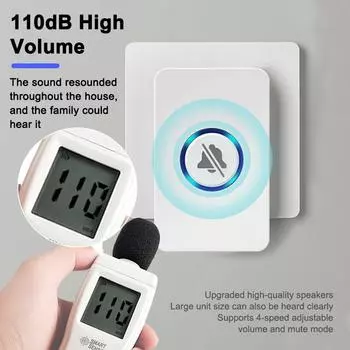 Звонок для ухода за пожилыми людьми Звонок для ухода за беременными 110 дБ 4 уровня громкости 60+ мелодий звонка Одна большая кнопка EU Plug белый