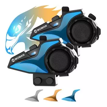 Звонок на мотоцикле во время прослушивания музыки Moman H2E комплект для двух одновременных звонков с 2-мя тремя уровнями шума, автоматическая связь на расстоянии