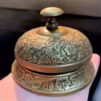 Звонок на стол | Звонок на стойку отеля из цельной латуни | Звонок на стойку стола для класса | Звонок на звонок для обслуживания, металлический, обеденный, 3 дюйма, золотистый, как