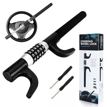 ZWSJLC Замок рулевого колеса Автомобильный циферблат Тип 5 цифр Простая установка Замок рулевого колеса Товары безопасности Автомобильные принадлежности Противоугонная защита (черный) чёрный