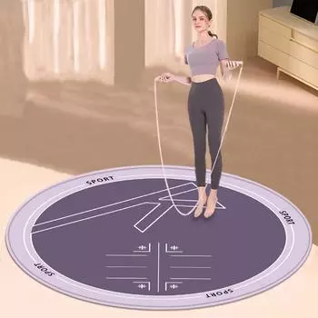 Звукопоглощающий противоскользящий коврик для упражнений: Амортизирующий коврик для прыжков на скакалке и занятий йогой в помещении 100cm diameter circle (upgraded silicone bottom)