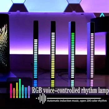 Звукосниматель с 32-битным RGB-звуковым полем, подсветка, активируемая голосом, ритм-светодиод, реагирующий на звук чёрный