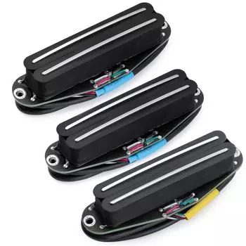 Звукосниматели-хамбакеры Musiclily Pro Ceramic с Super Distortion и комплектом для бриджа для электрогитары Strat, рельсы из черного хрома, ST-DPHC, одинарный размер для грифа,