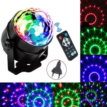 Звуковая активация вращающаяся для домашнего KTV бара Xmas RGB лазерная проекторная лампа цветная светодиодная сценическая лампа 85-265 В