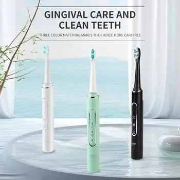 Звуковая электрическая зубная щетка для взрослых, водонепроницаемая, 3 режима скорости, уход за деснами, глубокая чистка зубов, мягкая щетина, интеллектуальное управление временем
