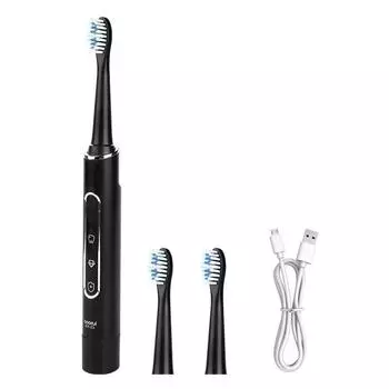 Звуковая электрическая зубная щетка для взрослых, водонепроницаемая, 3 режима скорости, уход за деснами, глубокая чистка зубов, мягкая щетина, интеллектуальное управление временем