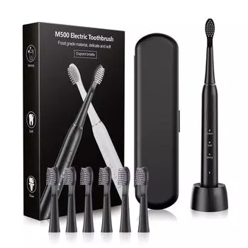 Звуковая электрическая зубная щетка с 6 насадками для зубных щеток IPX7 Водонепроницаемая USB-зубная щетка для взрослых Ультразвуковая щетка для чистки зубов