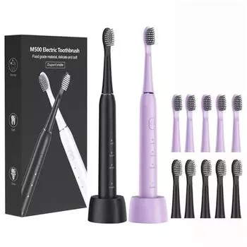 Звуковая электрическая зубная щетка с 6 насадками для зубных щеток IPX7 Водонепроницаемая USB-зубная щетка для взрослых Ультразвуковая щетка для чистки зубов
