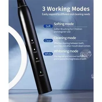 Звуковая электрическая зубная щетка с 6 насадками для зубных щеток IPX7 Водонепроницаемая USB-зубная щетка для взрослых Ультразвуковая щетка для чистки зубов