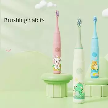 Звуковая электрическая зубная щетка с героями мультфильмов для детей, умная перезаряжаемая мягкая щетка для волос IPX7, автоматическая с чистящими сменными насадками
