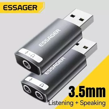 Звуковая карта Essager USB Внешняя мини-звуковая карта USB-3,5 мм Интерфейс стереоаудиоадаптер для гарнитуры для ноутбука Switchtch