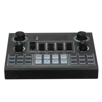 Звуковая карта V9 Live Звуковой микшер BT-аккомпанемента со звуковыми эффектами Сеть записи радиовещания чёрный