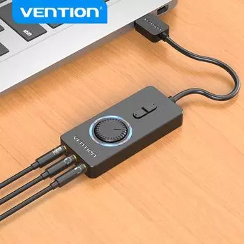Звуковая карта Vention USB, аудиоинтерфейс, внешний разъем 3,5 мм, микрофонный динамик, аудиоадаптер для ноутбука, PS4, гарнитура для ПК, звуковая карта