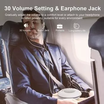 Звуковая машина с 28 успокаивающими звуками, регулируемая громкость, перезаряжаемая, компактная конструкция, белый шум Without Light