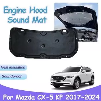 Звуковая накладка на капот двигателя для Mazda CX-5 KF CX5 MK2 2017~2024 Теплоизоляционные чехлы для автомобиля Огнестойкая хлопковая подкладка Аксессуары для интерьера