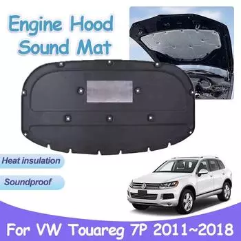 Звуковая накладка на капот двигателя для Volkswagen VW Touareg 7P MK2 2011~2018 Теплоизоляционный хлопковый автомобильный огнестойкий чехол Аксессуары для интерьера