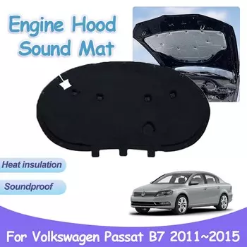 Звуковая накладка на капот двигателя для Volkswagen VW Passat B7 2011~2015, огнестойкие теплоизоляционные чехлы из хлопка для автомобилей, аксессуары для интерьера