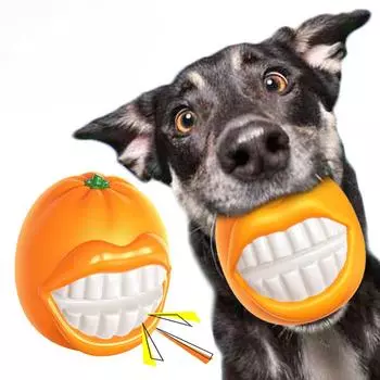 Звуковая оранжевая игрушка для собак больших пород - прочный и безопасный антиукусный шлифующий мяч странного оранжевого цвета - 10 см/10 см оранжевый