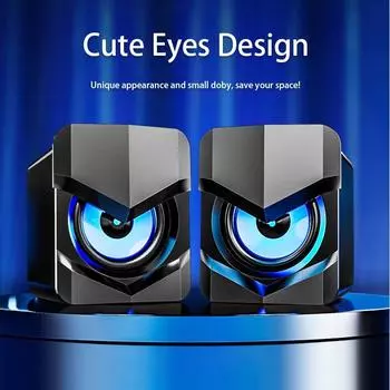 Звуковая панель Bluetooth для компьютеров — проводная, питание от USB, красочная светодиодная подсветка, звуковая панель для ПК 3,5 мм с объемным звуком Illuminated чёрный