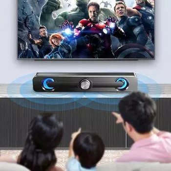 Звуковая панель Bluetooth для настольного монитора — динамики с питанием от USB, дополнительный вход 3,5 мм, идеально подходят для ПК, ноутбуков, телефонов AUX чёрный