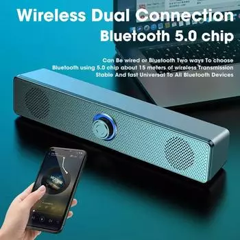 Звуковая панель для ПК Проводная и беспроводная Bluetooth-колонка Саундбар с питанием от USB для телевизора Компьютерный ноутбук Игровой домашний кинотеатр Система объемного звучания Speaker