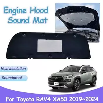 Звуковая подкладка капота двигателя автомобиля для Toyota RAV4 XA50 2019~2024, теплоизоляционный хлопковый огнестойкий чехол, внутренние детали, аксессуары