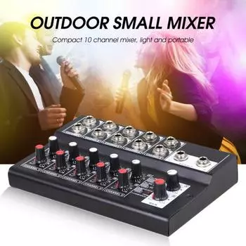 Звуковой микшер профессиональный эффект реверберации металлический корпус 10 каналов мини-микшер US Plug