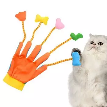 Звуковые перчатки с пятью пальцами, игрушка для котят, устойчивая к укусам, плюшевая игрушка для кошек, перчатки Self Happy разноцветный